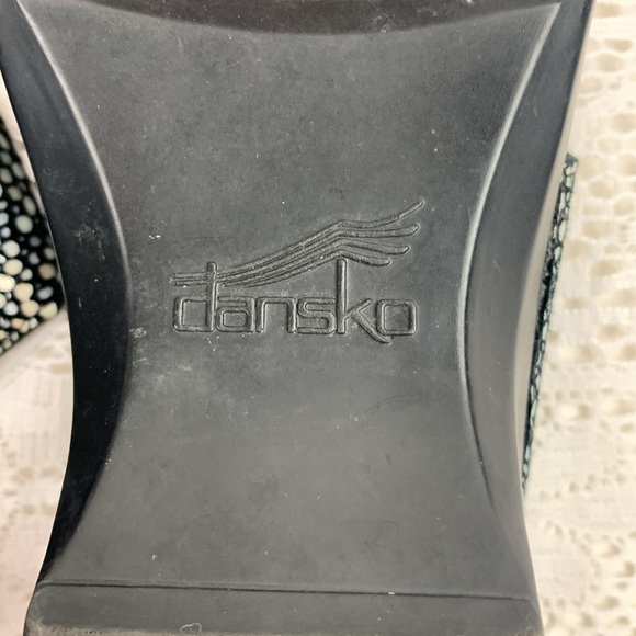 Dansko Leather wedge Sandals Adjustable Buckle strap iridescent black gray Sz 40 - Picture 9 of 12